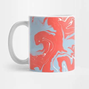 Shades of Moody Pastel Blue and Red Aesthetic Marble Pattern Mug